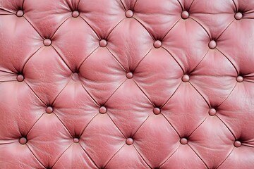 Fototapeta premium Detailed view displays tufted vintage pink leather upholstery with diamond pattern