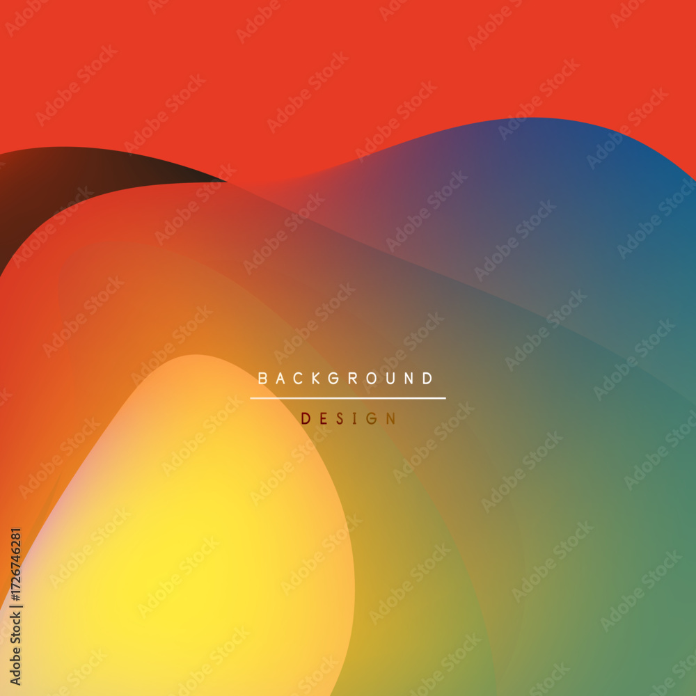 Poster abstract fluid shapes blend vibrant colors. gradient transitions create smooth visual flow, modern d