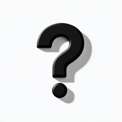 Minimal black vector-style question mark icon on a clean white background with no shadows, gradients, borders, or internal text