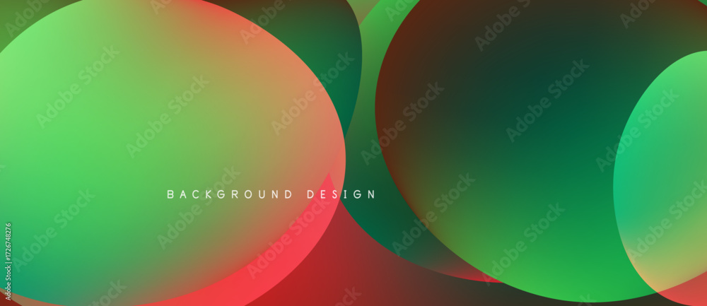 Poster abstract colorful overlapping circles create dynamic background. gradient hues blend, forming modern