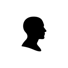 A simple black silhouette of a generic man's head shown in profile against a plain white background.