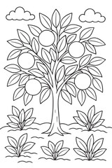 Orange Tree - kids coloring page