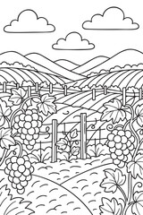 Vineyards - kids coloring page