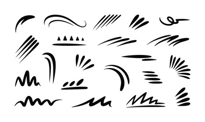Obraz premium Collection of Black Hand-Drawn Brush Strokes and Swirls on White Background