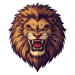 Vector design of a roaring lion with a sharp gaze and wild energy.