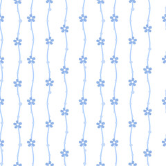 Vector pattern of fabric, wallpaper, wrapping paper, mats and bed sheets. Continuous and repeating pattern designed with flowers and vertical stripes.