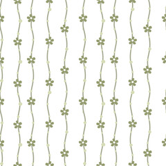 Vector pattern of fabric, wallpaper, wrapping paper, mats and bed sheets. Continuous and repeating pattern designed with flowers and vertical stripes.