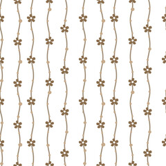 Vector pattern of fabric, wallpaper, wrapping paper, mats and bed sheets. Continuous and repeating pattern designed with flowers and vertical stripes.
