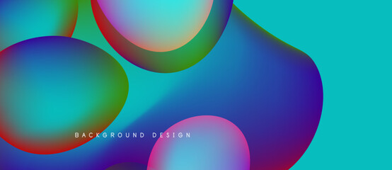 Abstract fluid shapes blend vibrant colors. Turquoise dominates, accented by red, purple, green hues. Modern design evokes energy, movement.