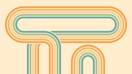 Abstract background of rainbow groovy Wavy Line design in 1970s Hippie Retro style. Vector pattern ready to use for cloth, textile, wrap and other.