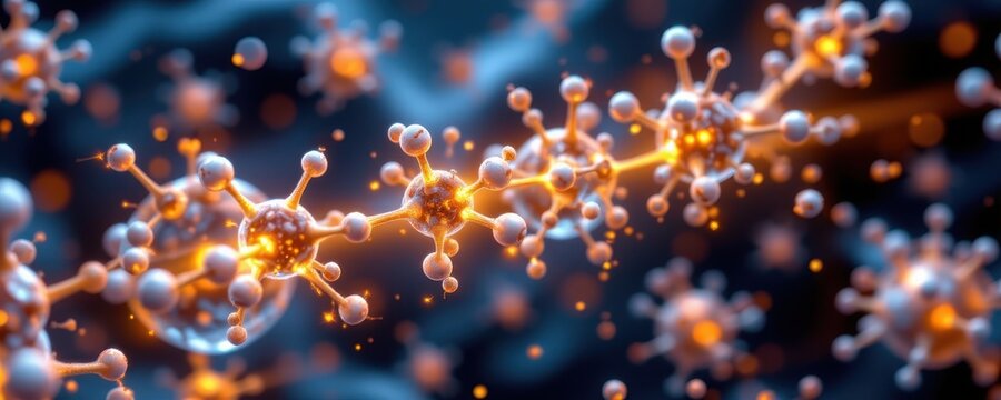 conceptual futuristic scene of glutathione molecules glowing like warriors neutralizing oxidative stress free radicals in cells.