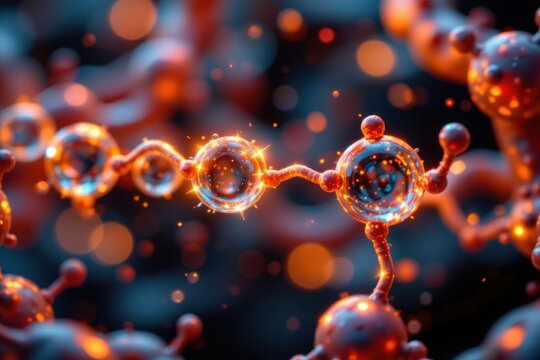 artistic glowing molecular concept of glutathione maintaining redox balance as defense against oxidative stress.