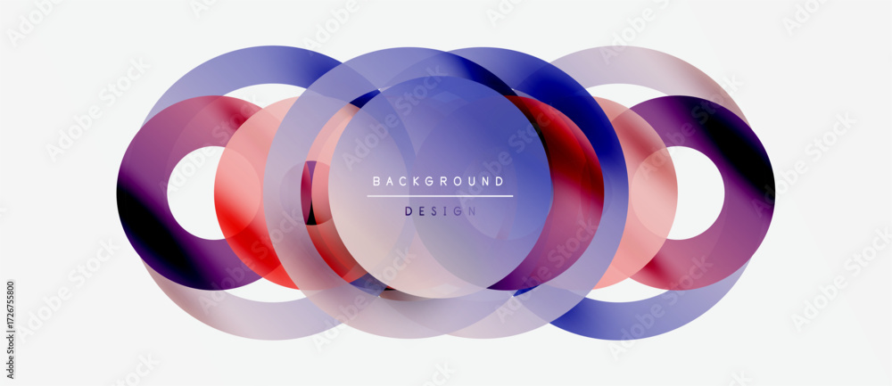 Poster abstract overlapping circles create vibrant visual. gradient colors blend, forming dynamic compositi