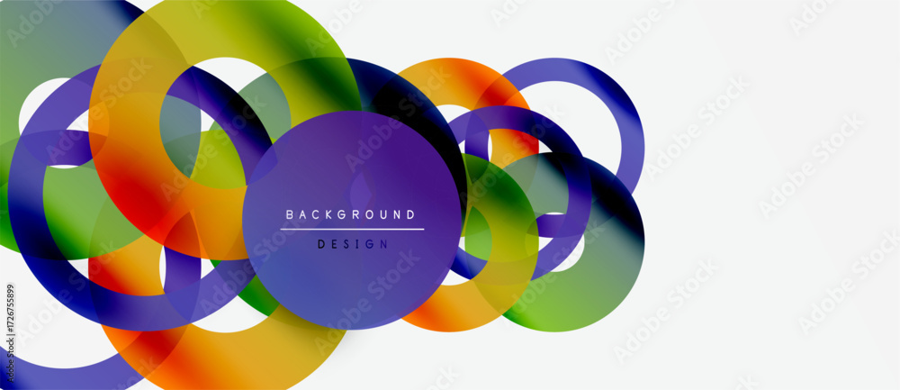 Poster abstract colorful overlapping circles create dynamic visual effect. modern design elements suggest i