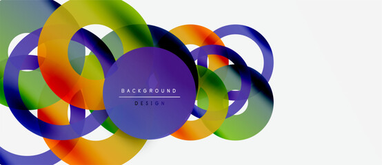 Fototapeta premium Abstract colorful overlapping circles create dynamic visual effect. Modern design elements suggest innovation, energy, fluidity.
