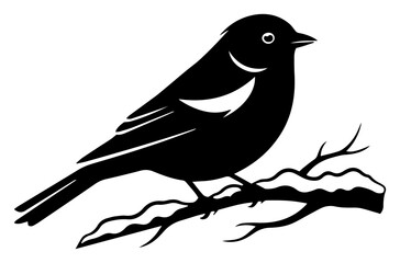 Songbird silhouette perched on twig – minimalist garden sparrow vector icon for nature design