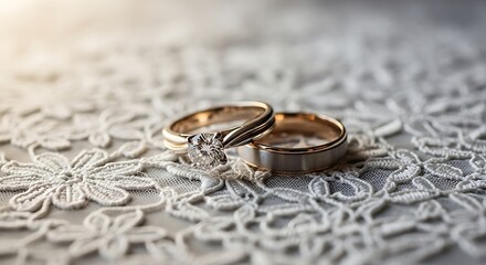 Wedding rings on lace