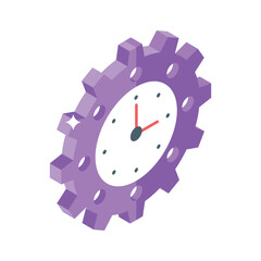 Clock gear icon symbolizing time management in customer service.