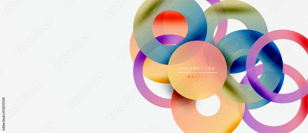 Poster abstract colorful circles overlap, creating dynamic visual effect. modern design element for backgro