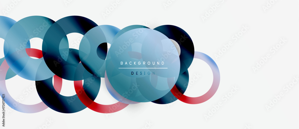 Poster abstract circles overlap, creating dynamic colorful design. modern background with gradient shades, 