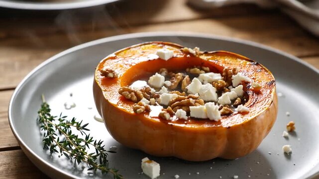D&eacute;licieuse courge r&ocirc;tie au miel et &agrave; la feta