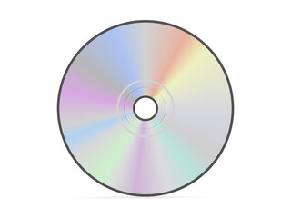 Shiny silver compact disc on white surface