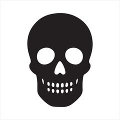 Skull icon silhouette vector with white background
