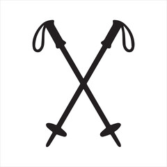 Ski Poles icon silhouette vector with white background