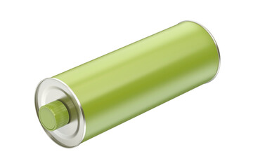 Blank green round tin bottle for olive oil on transparent background