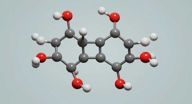 Molecular Model of a Complex Organic Compound in White Background