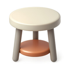 3D Render Simple modern stool with a wooden lower shelf, ideal for home decor, furniture design, and interior styling.