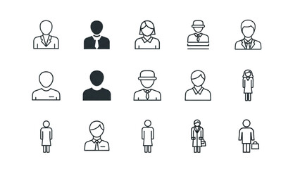 People Standing Vector Icons – Human Silhouette Illustration Set AI EPS PNG JPEG
