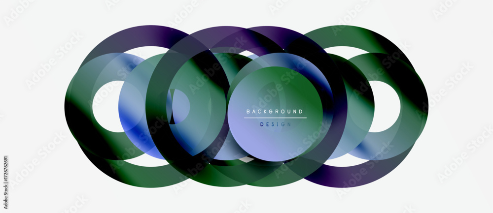 Poster abstract overlapping circles create dynamic visual. gradient colors blend, forming modern design ele