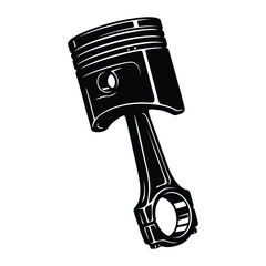 vector silhouette of a motorcycle engine piston with a white background