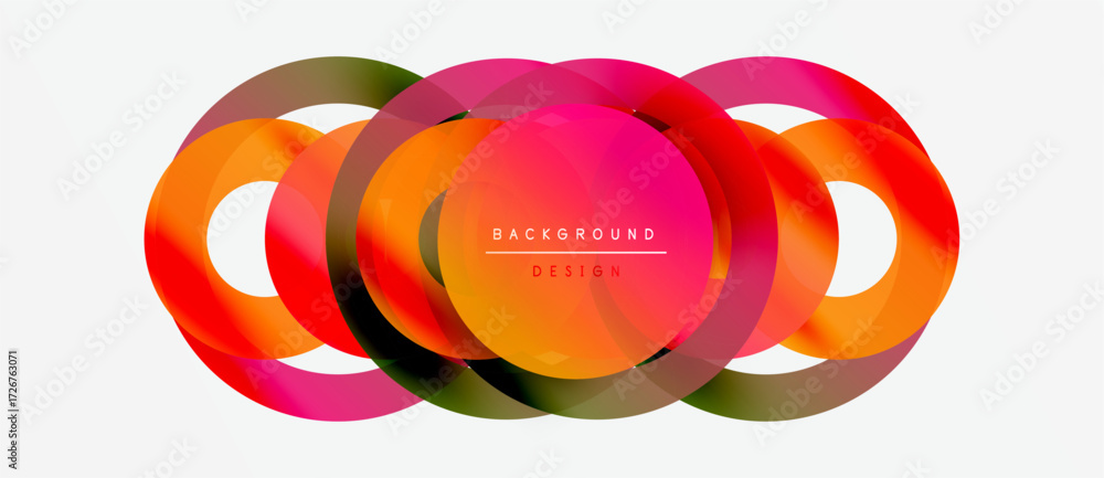 Poster abstract colorful circles overlap creating dynamic visual effect. modern design element for backgrou