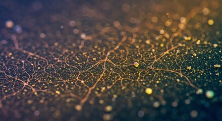 Abstract Neural Network Pattern with Glowing Connections and Bokeh Effect in Dark Tones