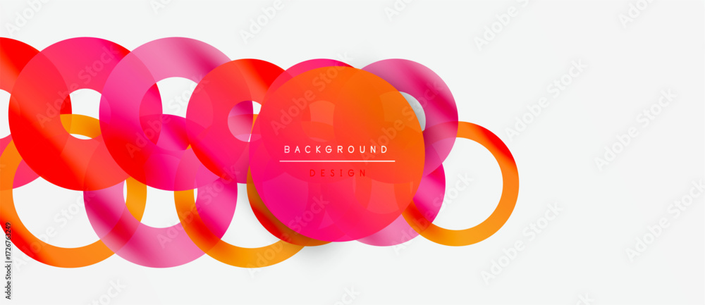 Poster abstract vector illustration. overlapping circles create dynamic composition. gradient colors, pinks