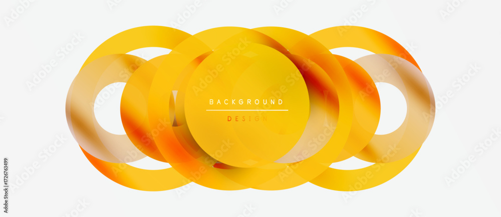 Poster abstract yellow design features overlapping curved shapes. geometric patterns create dynamic visual 