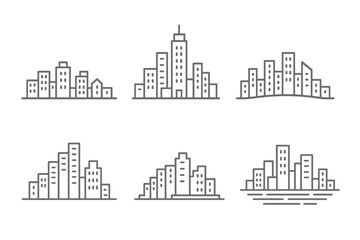 Fototapeta premium Contemporary city skyline featuring diverse urban building silhouettes and architectural structures