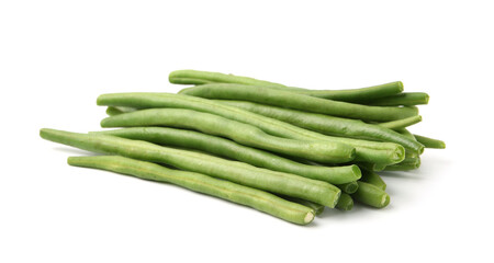 Fresh green bean pods isolated on white