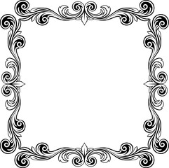 A filigree heraldic crest motif floral pattern border frame. Original design in a vintage style.
