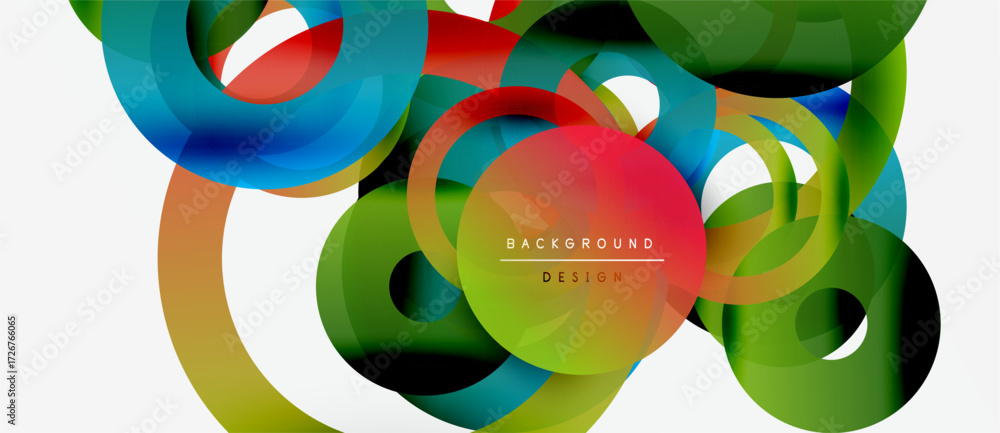 Leinwandbilder abstract colorful circles overlap, creating dynamic visual effect. modern design elements suggest en