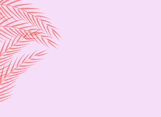 Palm leaves on pink background. Tropical palm leaf on pastel pink color. Minimal summer concept Creative design elements. Luxury natural background. mockup for product. Copy space, Flat lay, top view