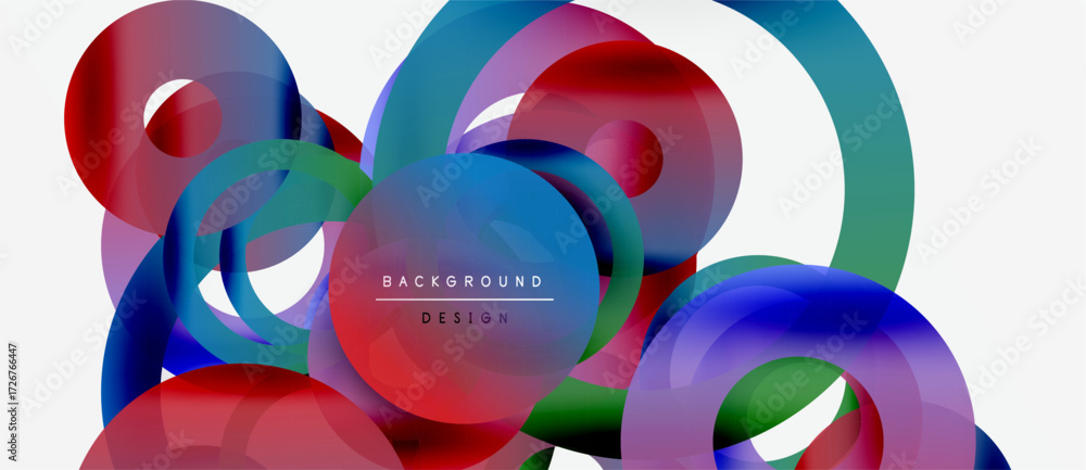 Poster abstract colorful overlapping circles create dynamic visual composition. modern design elements sugg