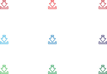 Set of 9 outline file download icons and document symbols. Minimal vector illustrations for transfer, archive, storage, sharing, digital, and media concepts.