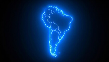 3D map bordered with neon blue light