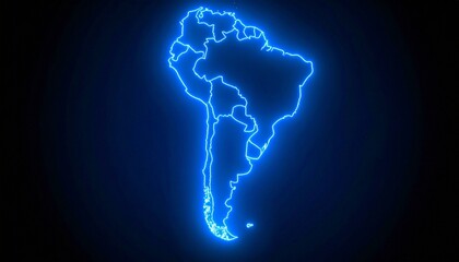 3D map bordered with neon blue light