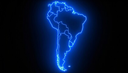 3D map bordered with neon blue light