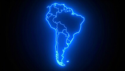 3D map bordered with neon blue light