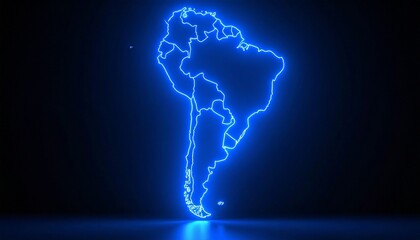 3D map bordered with neon blue light